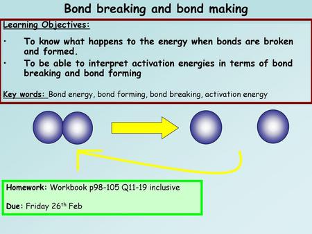 Bond breaking and bond making