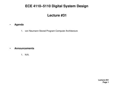 ECE 4110–5110 Digital System Design