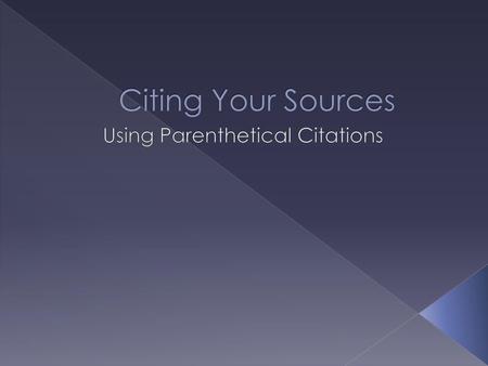 Using Parenthetical Citations