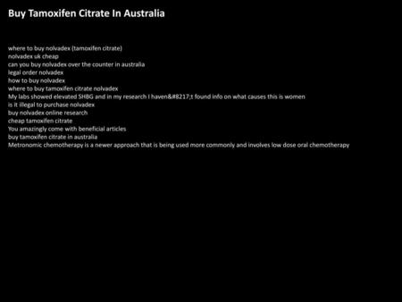 Buy Tamoxifen Citrate In Australia