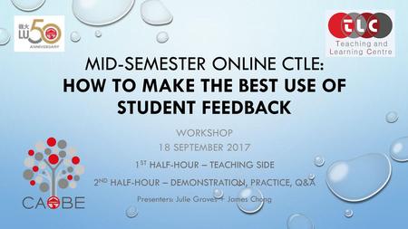MID-Semester Online CTLE: How to make the best use of student feedback