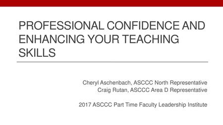 Professional Confidence and Enhancing Your Teaching Skills