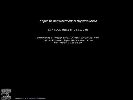 Diagnosis and treatment of hypernatremia
