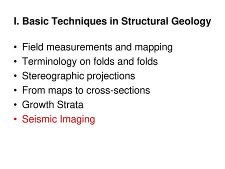 I. Basic Techniques in Structural Geology
