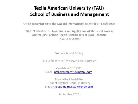 Texila American University (TAU) School of Business and Management