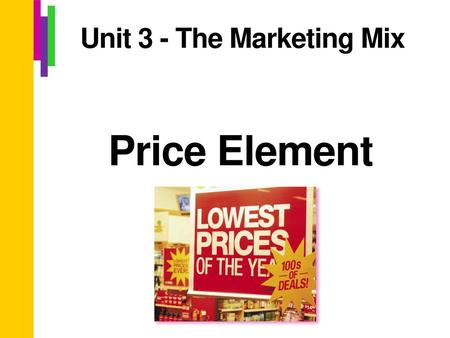Unit 3 - The Marketing Mix