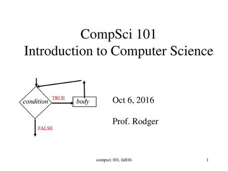 CompSci 101 Introduction to Computer Science