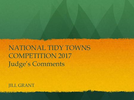 NATIONAL TIDY TOWNS COMPETITION 2017 Judge’s Comments