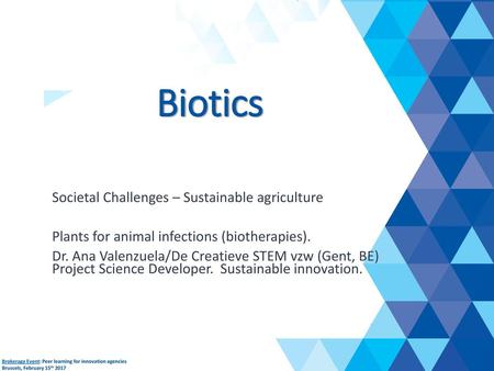 Biotics Societal Challenges – Sustainable agriculture