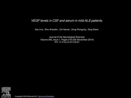 VEGF levels in CSF and serum in mild ALS patients
