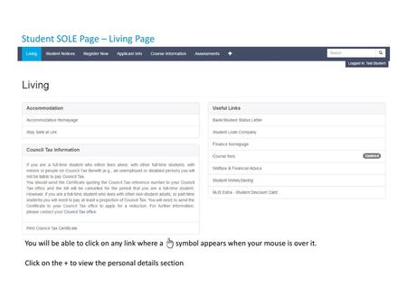 Student SOLE Page – Living Page