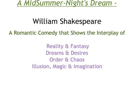 A MidSummer-Night's Dream - William Shakespeare