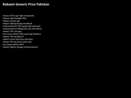 Robaxin Generic Price Pakistan