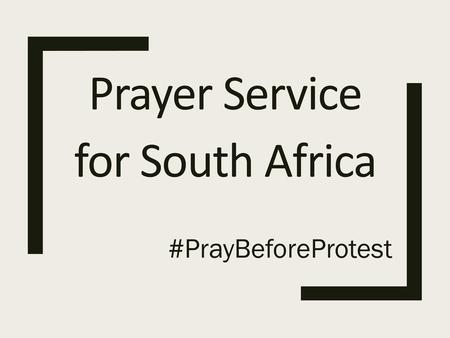 Prayer Service for South Africa