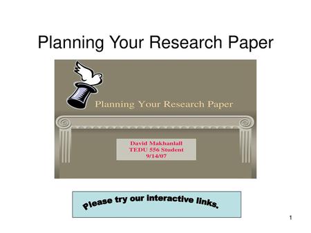 Planning Your Research Paper