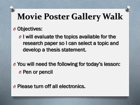 Movie Poster Gallery Walk