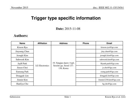 Trigger type specific information