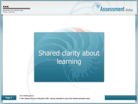 Shared clarity about learning
