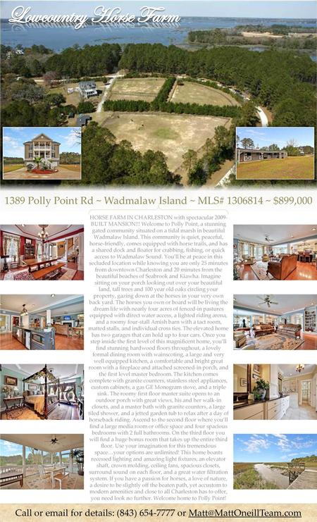 Lowcountry Horse Farm Price Reduced!