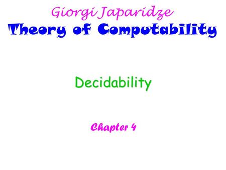 Theory of Computability