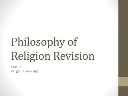 Philosophy of Religion Revision