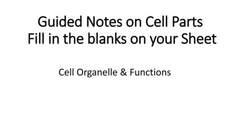 Guided Notes on Cell Parts Fill in the blanks on your Sheet