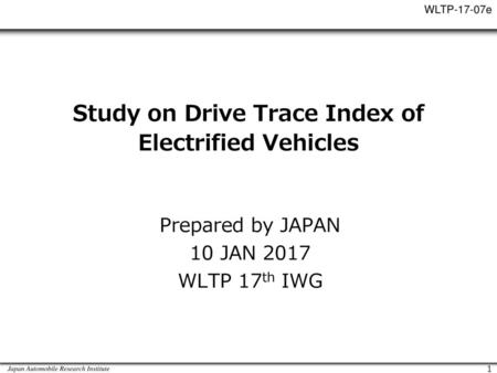 Study on Drive Trace Index of Electrified Vehicles