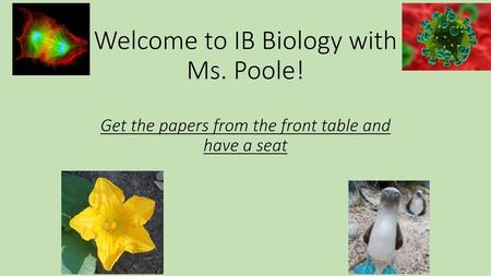 Welcome to IB Biology with Ms. Poole