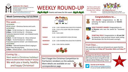 WEEKLY ROUND-UP We wish you a lovely, healthy and happy Christmas!
