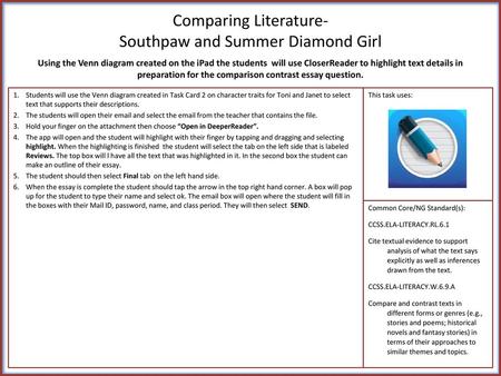 Comparing Literature- Southpaw and Summer Diamond Girl