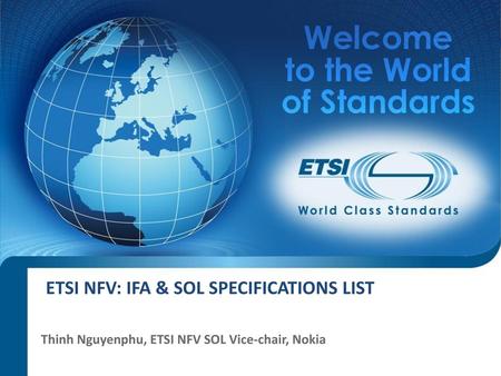ETSI NFV: IFA & SOL specifications list