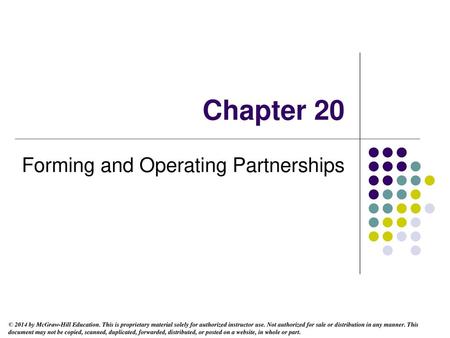 Forming and Operating Partnerships