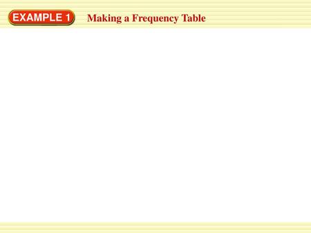 EXAMPLE 1 Making a Frequency Table.