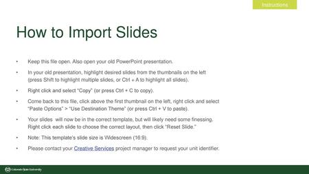 How to Import Slides Instructions