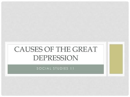 Causes of the great depression