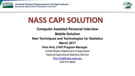 NASS CAPI SOLUTION Computer Assisted Personal Interview