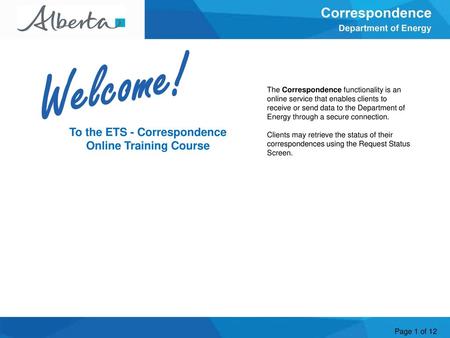 To the ETS - Correspondence Online Training Course