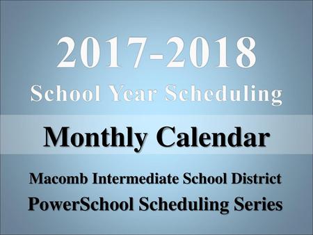 School Year Scheduling