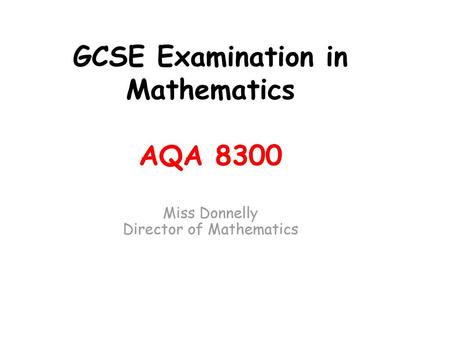 GCSE Examination in Mathematics AQA 8300