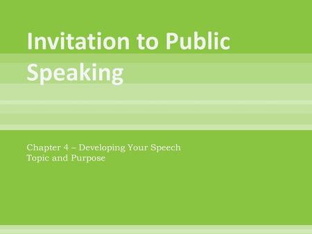 Invitation to Public Speaking
