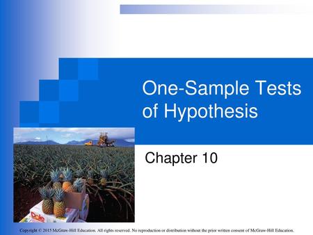 One-Sample Tests of Hypothesis