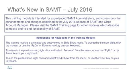 What’s New in SAMT – July 2016