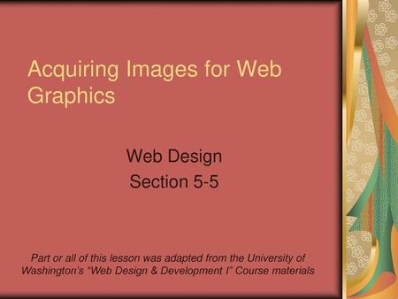 Acquiring Images for Web Graphics