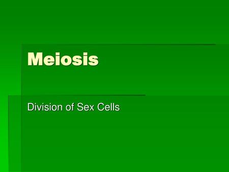 Meiosis Division of Sex Cells.