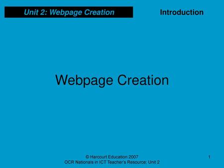 Webpage Creation Introduction