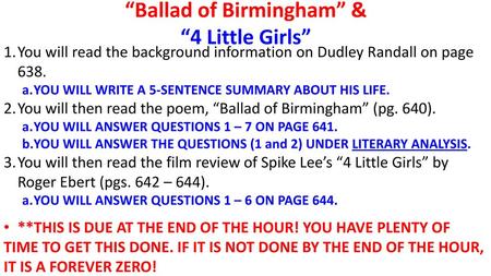 “Ballad of Birmingham” & “4 Little Girls”