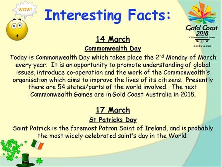 Interesting Facts: 14 March 17 March Commonwealth Day