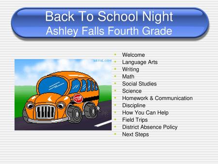 Back To School Night Ashley Falls Fourth Grade