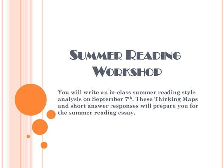 Summer Reading Workshop