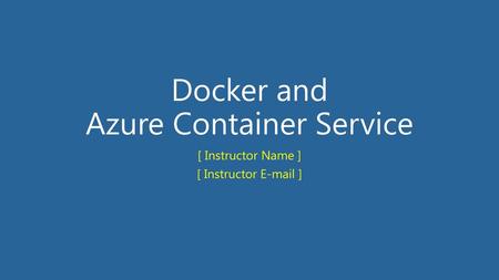 Docker and Azure Container Service